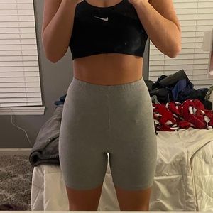 Grey cotton biker shorts